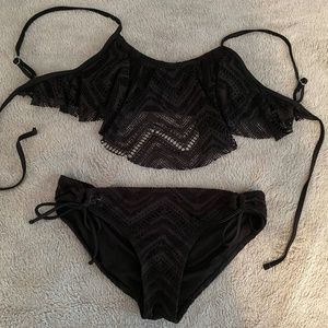 Little Black Lace Handkerchief Bikini (Size M)